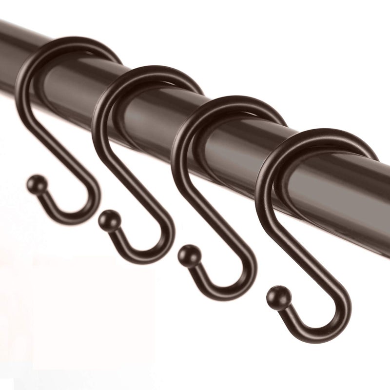 UNCONSIL Metal Shower Curtain Hooks Set of 12 Rings Rust Resistant S Shaped Hooks Hangers for Shower Curtains  Kitchen Utensils  Clothing  Towels  etc. (Bronze) - Image 1